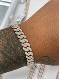 Two tone rose big rock center stone cuban bracelet
