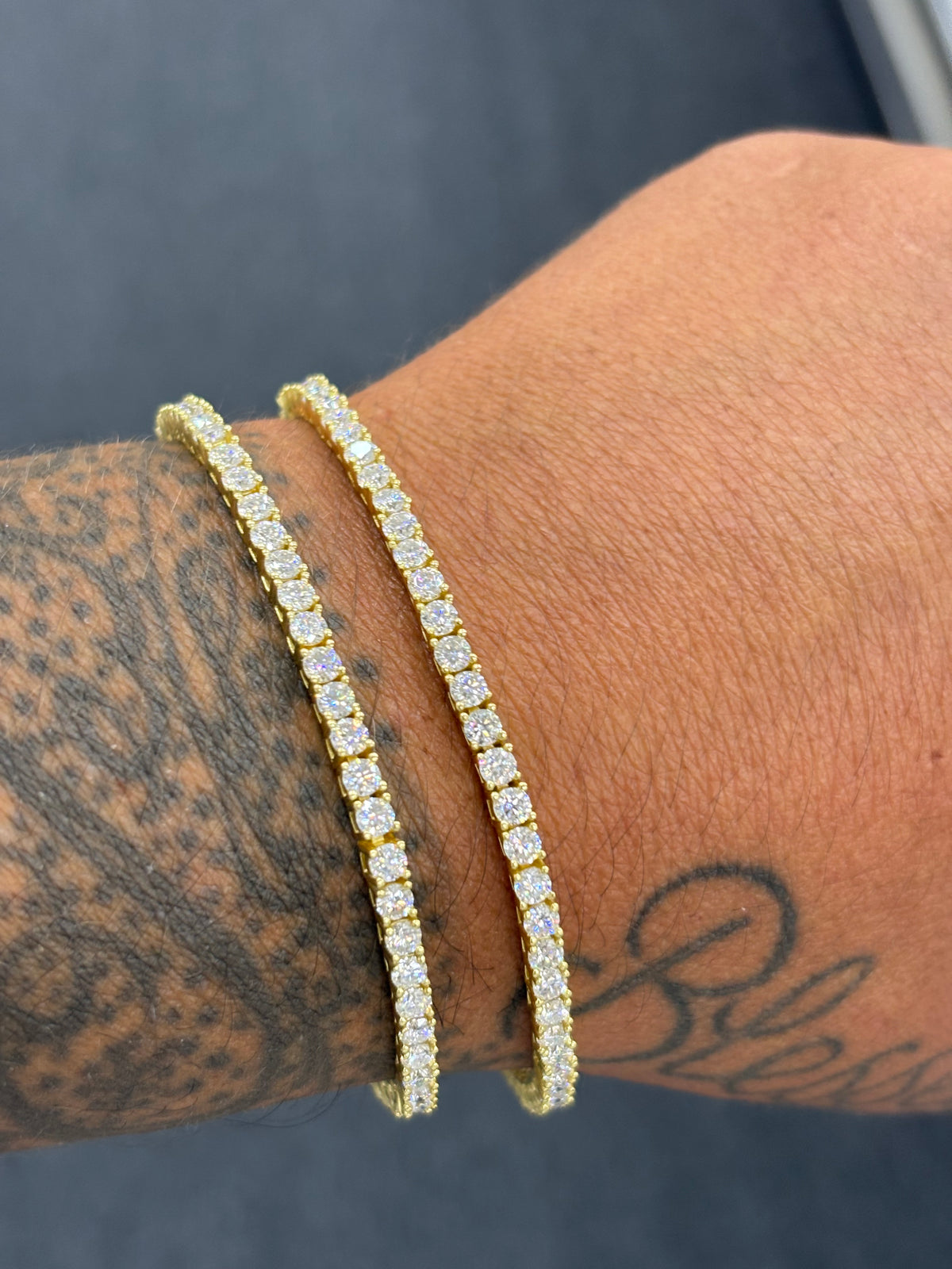 925 silver yellow gold 3mm tennis bracelet
