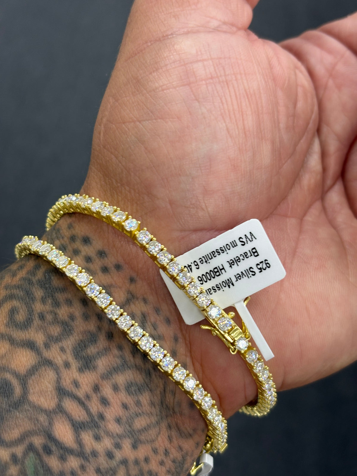 925 silver yellow gold 3mm tennis bracelet
