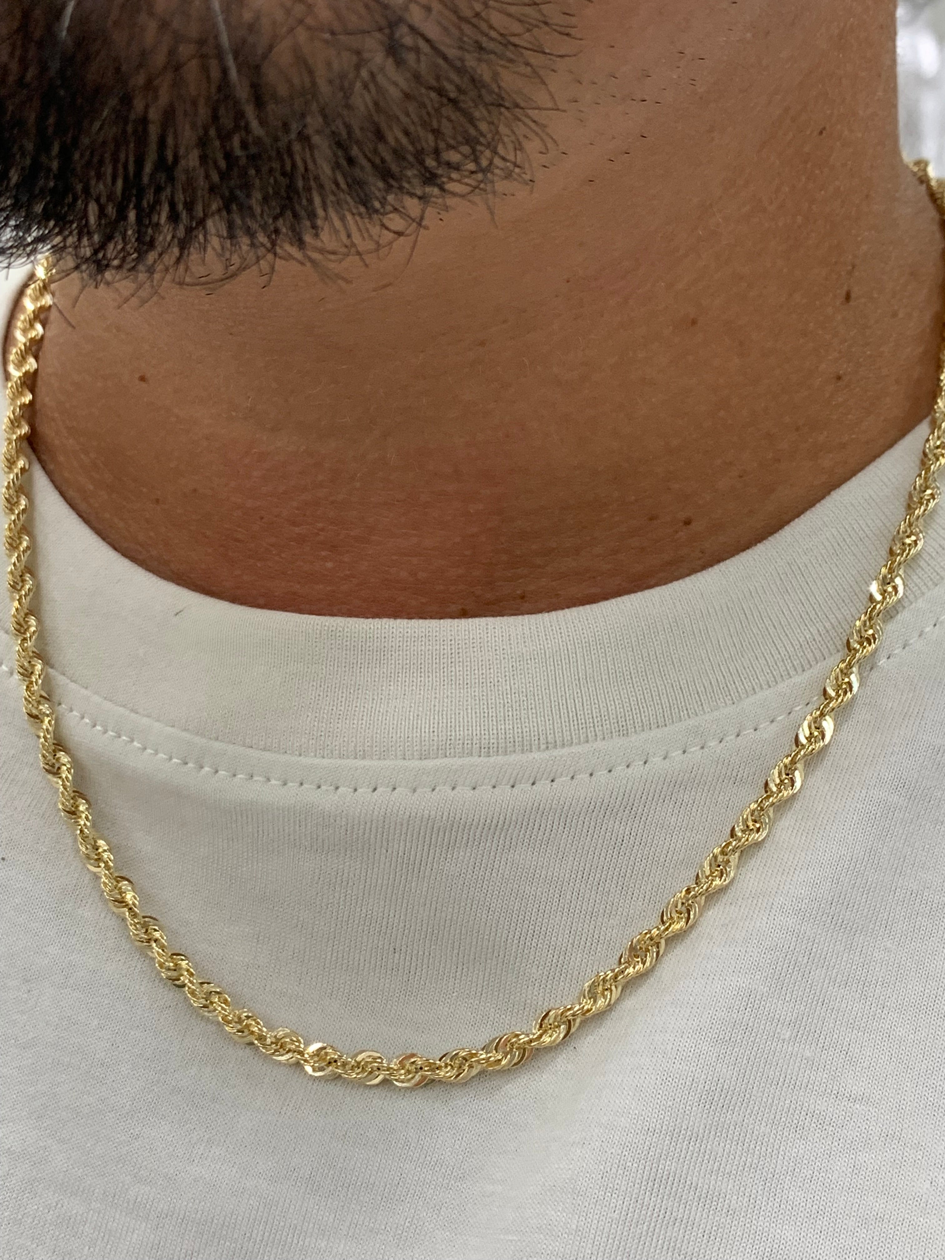 4mm 10k real gold hollow rope chain