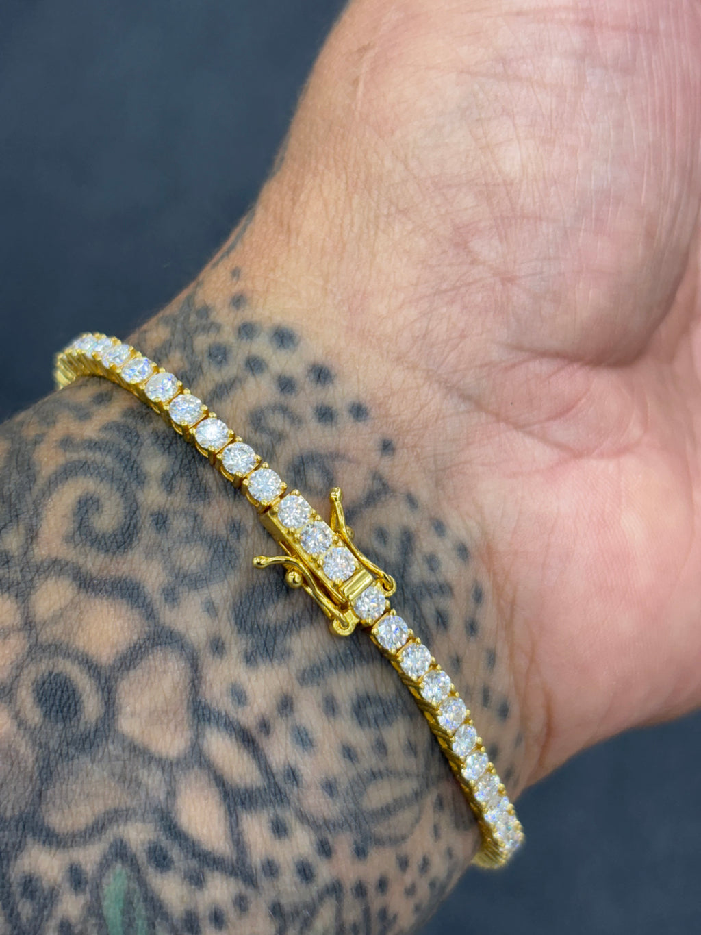 3mm gold finish 925 silver moissanite tennis bracelet