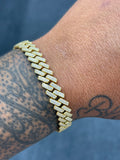 10mm sharp edge moissanite cuban bracelet gold finish
