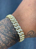 12mm gold finish big rock cuban bracelet