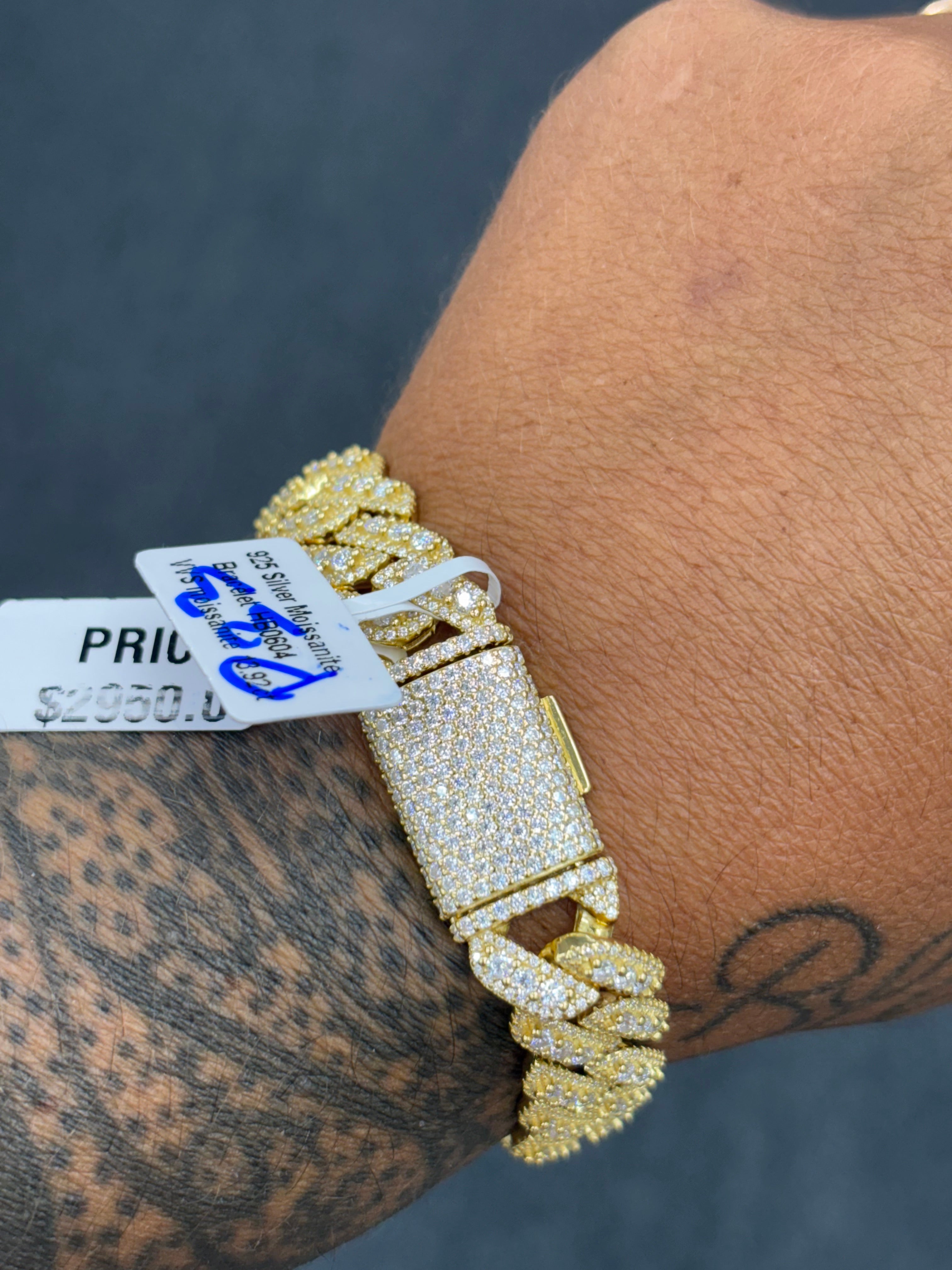 14mm gold finish big rock  cuban bracelet