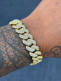 14mm gold finish big rock  cuban bracelet