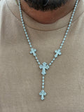 Moissanite rosary cross chain